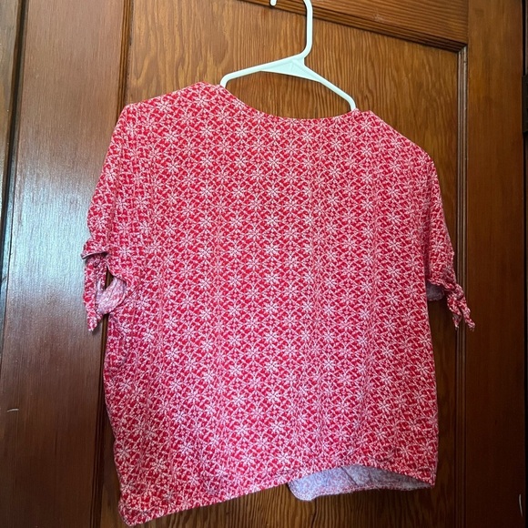 Universal Thread Faux Wrap Blouse Top Womens Medium Red White - Picture 5 of 5